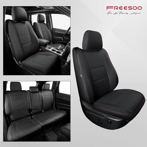 Freesoo مخصص أغطية مقعد السيارة لأغطية مقاعد Jeep Grand Cherokee 2011-2021 ، أغطية مقاعد جلدية مقاومة للماء لسيارات الدفع الرباعي ، ومواد حامي السيارات - المقاعد الأمامية البيج in Saudi Arabia