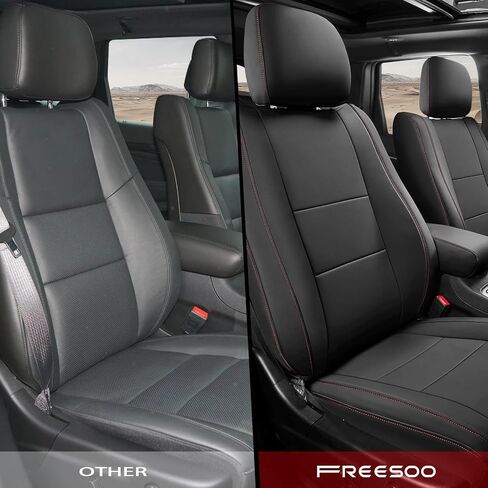 Freesoo مخصص أغطية مقعد السيارة لأغطية مقاعد Jeep Grand Cherokee 2011-2021 ، أغطية مقاعد جلدية مقاومة للماء لسيارات الدفع الرباعي ، ومواد حامي السيارات - المقاعد الأمامية البيج in Saudi Arabia