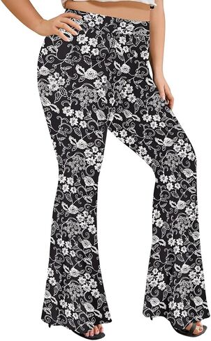 TIYOMI Plus Size Flared Leggings for Women High Waist Pants Ankle Leggings XL-5XL in Saudi Arabia