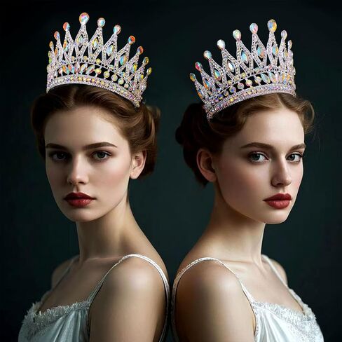 Tiaras and Crowns for Women,Wedding Tiara for Bride,Rhinestone Queen Crown,Crystal Costume Hair Accessories for Birthday Prom Crown with Combs(SilverAB) in Saudi Arabia