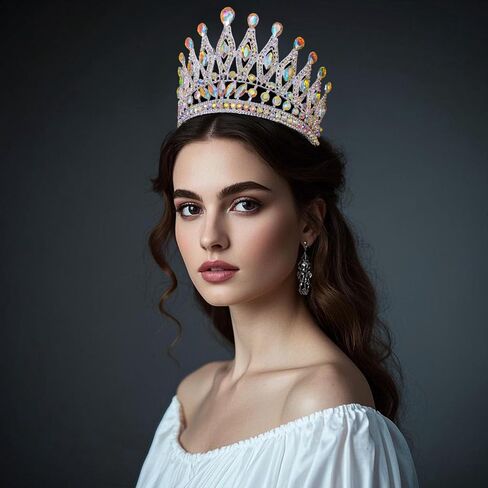 Tiaras and Crowns for Women,Wedding Tiara for Bride,Rhinestone Queen Crown,Crystal Costume Hair Accessories for Birthday Prom Crown with Combs(SilverAB) in Saudi Arabia