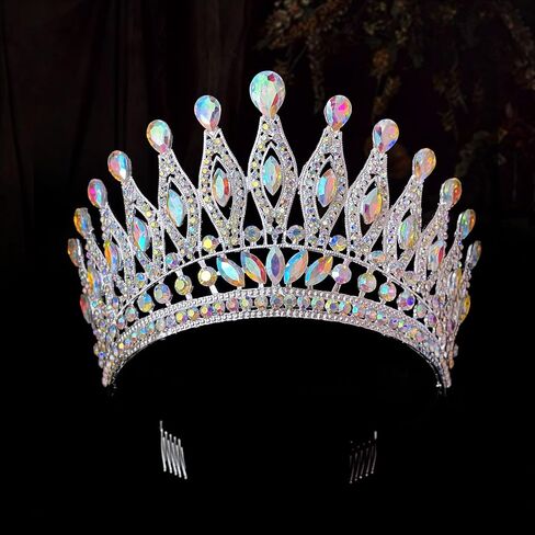 Tiaras and Crowns for Women,Wedding Tiara for Bride,Rhinestone Queen Crown,Crystal Costume Hair Accessories for Birthday Prom Crown with Combs(SilverAB) in Saudi Arabia