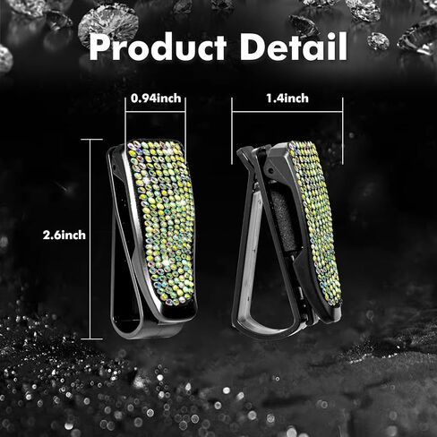 x xotic tech Glasses Holders for Car Sun Visor, 2 Pack Fashion Bling Crystal Rhinestones Car Eyeglasses Sunglasses Hanger Mount with Ticket Card Clip (Purple) in Saudi Arabia
