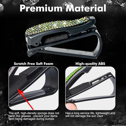 x xotic tech Glasses Holders for Car Sun Visor, 2 Pack Fashion Bling Crystal Rhinestones Car Eyeglasses Sunglasses Hanger Mount with Ticket Card Clip (Purple) in Saudi Arabia