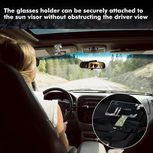 x xotic tech Glasses Holders for Car Sun Visor, 2 Pack Fashion Bling Crystal Rhinestones Car Eyeglasses Sunglasses Hanger Mount with Ticket Card Clip (Purple) in Saudi Arabia