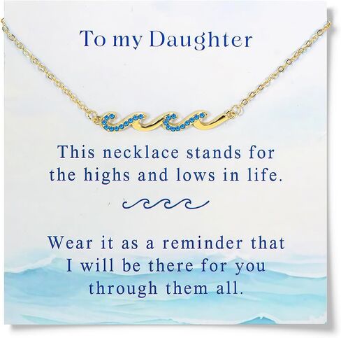 Necklaces for Women, Dainty 14K Gold Plated Necklace Beach Jewelry Wave Necklace, Gifts for Women, Beach Jewelry Birthday Gifts for Daughter Mom and Sister Ocean Necklaces Retirement Present in Saudi Arabia