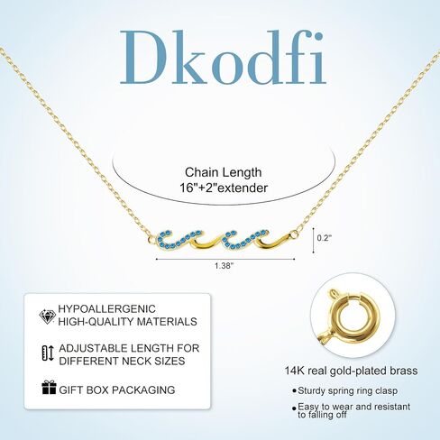 Necklaces for Women, Dainty 14K Gold Plated Necklace Beach Jewelry Wave Necklace, Gifts for Women, Beach Jewelry Birthday Gifts for Daughter Mom and Sister Ocean Necklaces Retirement Present in Saudi Arabia