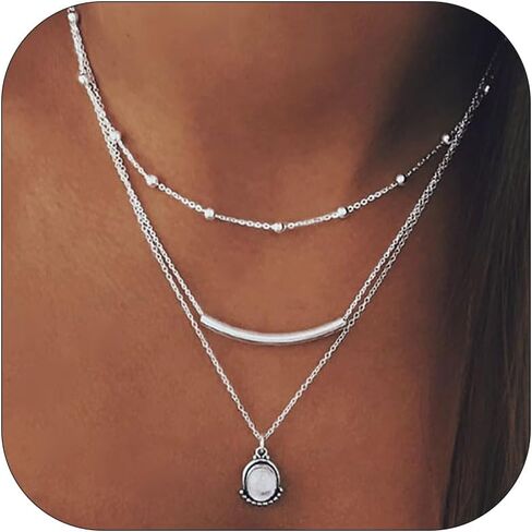 HUASAI Boho Necklaces Western Jewelry for Women Turquoise Layered Necklace Bohemian Western Outfit Country Concert Accessories in Saudi Arabia