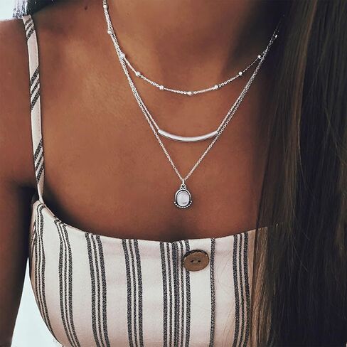 HUASAI Boho Necklaces Western Jewelry for Women Turquoise Layered Necklace Bohemian Western Outfit Country Concert Accessories in Saudi Arabia