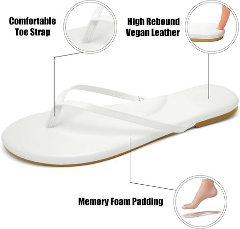 INMINPIN Flat Flip Flops with Arch Support for Women - Memory Foam Flats Summer Sandals 2026 - Ultra Comfort Vegan Leather Thong Sandals Summer Beach Slide in Saudi Arabia