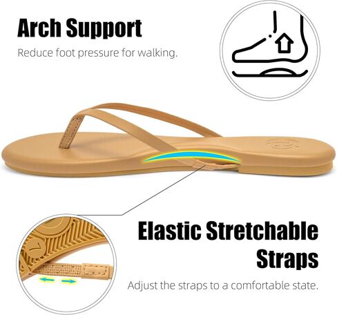 INMINPIN Women's Flip Flops Flat Sandals with Arch Support Ultra Comfort Vegan Leather Thong Sandals with Memory Foam Summer Beach Minimalist Slides in Kuwait