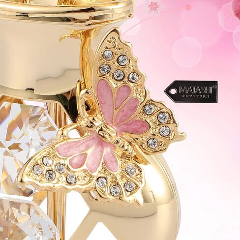 Matashi Valentine's Day Gift for Women, Girlfriend Crystal Flowers Bouquet, 24K Gold Plated Figurines Table Centerpiece Gift for Her, Mom, Daughter, Grandma, Aunt - Decorative Butterfly Studded Gift in Saudi Arabia