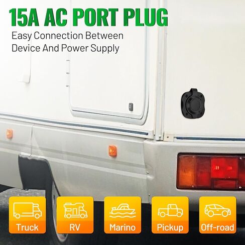 15A 20 Inch AC Port Plug,125V RV Shore Power Inlet Socket with Extension Cord,Waterproof Electrical Outlet Receptacle Box,Yellow in Saudi Arabia