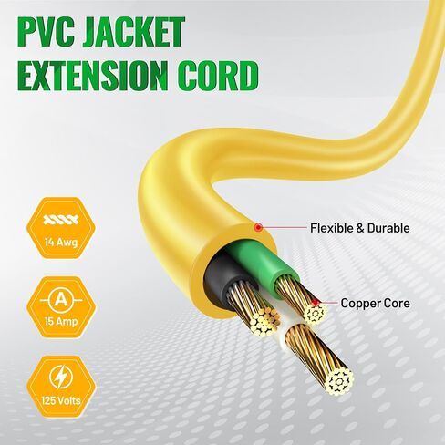 15A 20 Inch AC Port Plug,125V RV Shore Power Inlet Socket with Extension Cord,Waterproof Electrical Outlet Receptacle Box,Yellow in Saudi Arabia