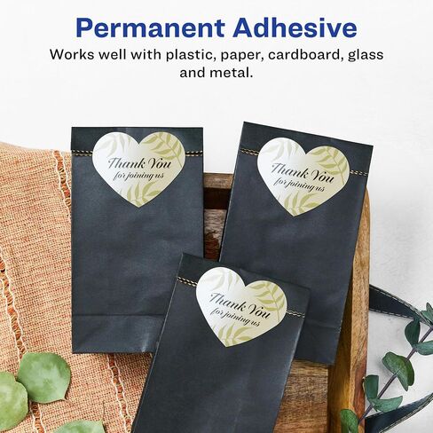 Avery Pearlized Ivory Heart Labels with Sure Feed Technology, Print-to-The-Edge, 2-9/32" x 1-27/32", 120 Pearlized Ivory Labels, Laser/Inkjet Printable Labels in Saudi Arabia