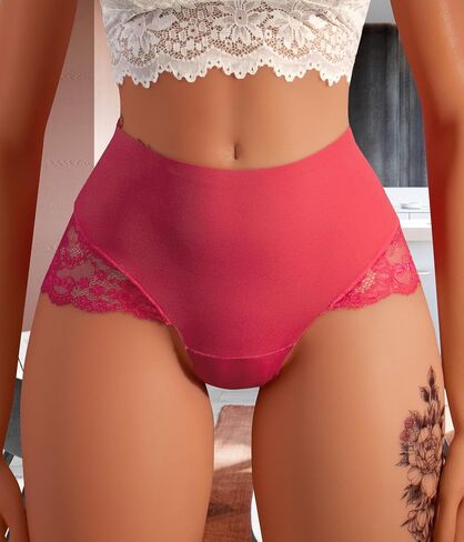 Hibluco Sexy Lace Women Briefs No Show Short High Waist Underwear Full Coverage Panties in Saudi Arabia