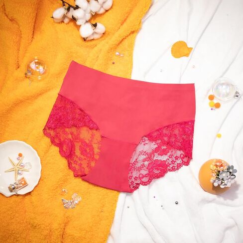 Hibluco Sexy Lace Women Briefs No Show Short High Waist Underwear Full Coverage Panties in Saudi Arabia