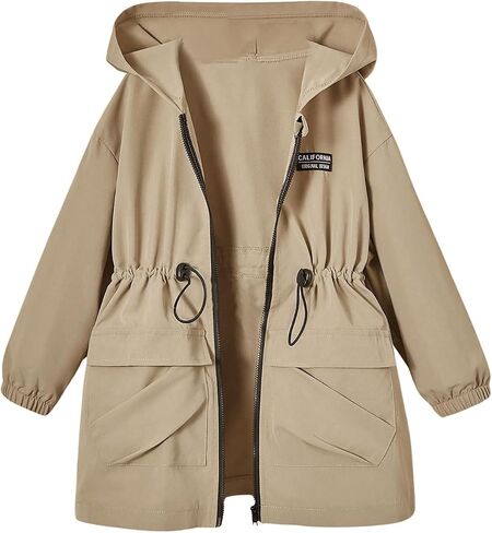 SOLY HUX Toddler Girl's Hooded Zip Up Outerwear Winter Coat Outdoor Adjustable Windbreaker Rain Jacket in Saudi Arabia