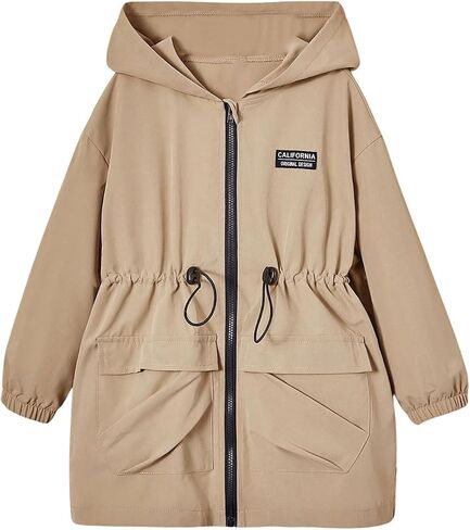 SOLY HUX Toddler Girl's Hooded Zip Up Outerwear Winter Coat Outdoor Adjustable Windbreaker Rain Jacket in Saudi Arabia