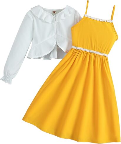 Girls Cami Dress Elegant Princess Spaghetti Strap Solid High Waist Flared A Line Party Midi Dresses in Saudi Arabia
