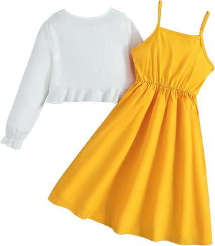 Girls Cami Dress Elegant Princess Spaghetti Strap Solid High Waist Flared A Line Party Midi Dresses in Saudi Arabia
