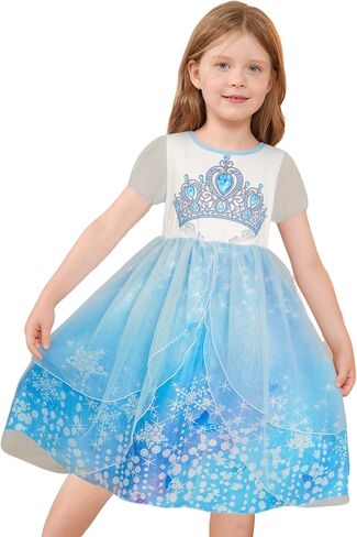 LQSZ Girls Princess Dresses Toddler Tulle Dress مع الأكمام اللطيفة للنفخة لزي أعياد الميلاد ، الصيف ، من 3 إلى 12 عامًا in Kuwait