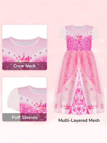 LQSZ Girls Princess Dresses Toddler Tulle Dress مع الأكمام اللطيفة للنفخة لزي أعياد الميلاد ، الصيف ، من 3 إلى 12 عامًا in Kuwait