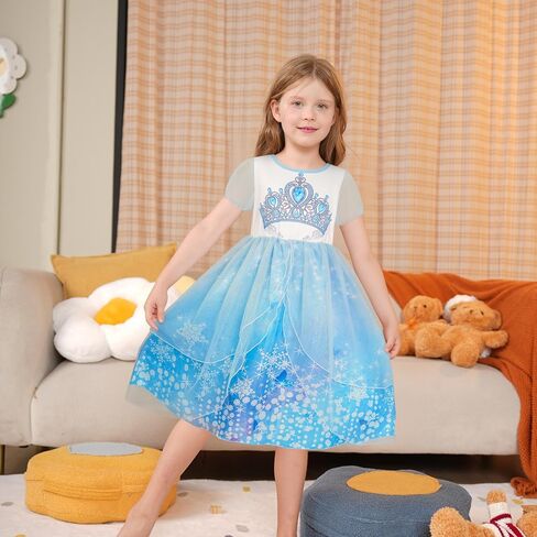 LQSZ Girls Princess Dresses Toddler Tulle Dress مع الأكمام اللطيفة للنفخة لزي أعياد الميلاد ، الصيف ، من 3 إلى 12 عامًا in Kuwait