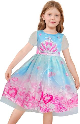 LQSZ Girls Princess Dresses Toddler Tulle Dress مع الأكمام اللطيفة للنفخة لزي أعياد الميلاد ، الصيف ، من 3 إلى 12 عامًا in Kuwait