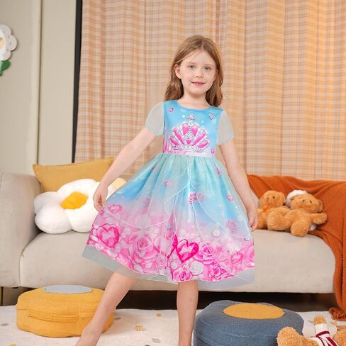 LQSZ Girls Princess Dresses Toddler Tulle Dress مع الأكمام اللطيفة للنفخة لزي أعياد الميلاد ، الصيف ، من 3 إلى 12 عامًا in Kuwait