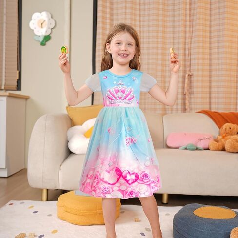 LQSZ Girls Princess Dresses Toddler Tulle Dress مع الأكمام اللطيفة للنفخة لزي أعياد الميلاد ، الصيف ، من 3 إلى 12 عامًا in Kuwait
