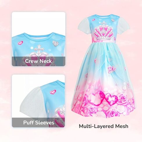 LQSZ Girls Princess Dresses Toddler Tulle Dress مع الأكمام اللطيفة للنفخة لزي أعياد الميلاد ، الصيف ، من 3 إلى 12 عامًا in Kuwait