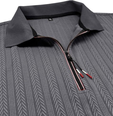 Nuofengkudu Men's Quarter Zip Polo Short Sleeve Collared T-Shirts Vintage Textured Casual Summer Tee Shirt in Kuwait