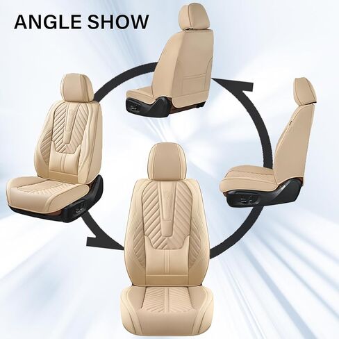 Coverado Seat Covers Full Set, Luxury Leather Car Seat Covers for Car with Lumbar Support, Automotive Seat Covers Waterproof Car Seat Protector Universal Fit for Most Cars SUV Truck(Black) in Saudi Arabia