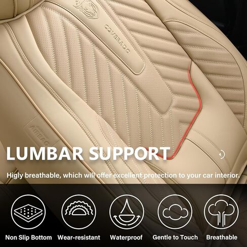 Coverado Seat Covers Full Set, Luxury Leather Car Seat Covers for Car with Lumbar Support, Automotive Seat Covers Waterproof Car Seat Protector Universal Fit for Most Cars SUV Truck(Black) in Saudi Arabia