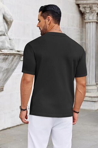 COOFANDY Knit Shirts for Men Casual Short Sleeve Button Down Shirts Summer Beach Stretch Fit Collared Shirts in Saudi Arabia