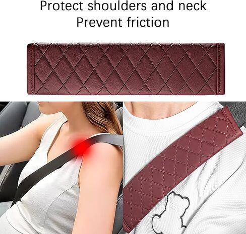 ماندارك 2pcs غطاء حزام مقعد السيارة ، وسادات حزام كتف حزام الأمان من الجلد ، وسادة حماية رقبة كتف مريحة ، عالمية لمعظم السيارات (سوداء) in Saudi Arabia