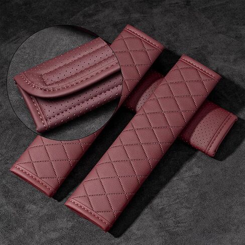 ماندارك 2pcs غطاء حزام مقعد السيارة ، وسادات حزام كتف حزام الأمان من الجلد ، وسادة حماية رقبة كتف مريحة ، عالمية لمعظم السيارات (سوداء) in Saudi Arabia