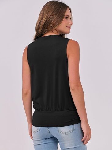 ANRABESS Womens V Neck Tank Tops Wrap Banded Hem Shirts Sleeveless Ruched Going Out Blouse 2025 Summer Fashion Clothing in Saudi Arabia