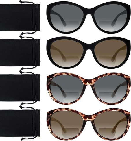 4 Pack Bifocal Reading Sunglasses for Women Men Fashion UV400 Protection Sun Readers Outdoor Eyewear in Kuwait