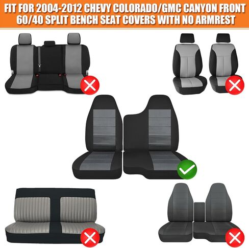 Truck Seat Cover, Compatible with 2004-2012 Chevy Colorado/GMC Canyon Front 60/40 Split Bench Seat Covers with No Armrest in Saudi Arabia