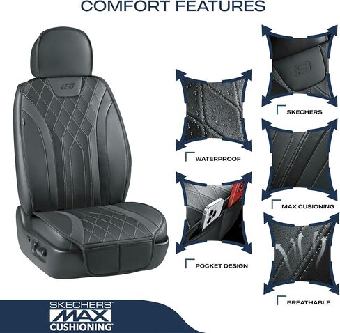 أغطية مقعد السيارة Max Max Max Cushioning ، وحماة مقعد السيارة من جلد الرغوة ، وأغطية مقعد أمامية آمنة من وسادة الهواء ، ومع ذلك ، أغطية مقعد أمامية مع جيب التخزين ، وملاءمة عالمية لشاحنات السيارات ، و 2pcs سوداء 2pcs in Saudi Arabia