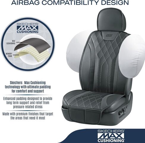 أغطية مقعد السيارة Max Max Max Cushioning ، وحماة مقعد السيارة من جلد الرغوة ، وأغطية مقعد أمامية آمنة من وسادة الهواء ، ومع ذلك ، أغطية مقعد أمامية مع جيب التخزين ، وملاءمة عالمية لشاحنات السيارات ، و 2pcs سوداء 2pcs in Saudi Arabia