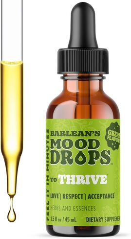 Barlean's Mood Booster Supplement, Thrive Liquid Drops Supplements, Ashawagandha, L Theanine, and Lion's Mane Extract, Adaptogen Herbs Drops, 1.5 oz in Kuwait