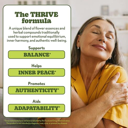 Barlean's Mood Booster Supplement, Thrive Liquid Drops Supplements, Ashawagandha, L Theanine, and Lion's Mane Extract, Adaptogen Herbs Drops, 1.5 oz in Kuwait