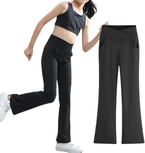 Girls' Yoga Pants Flare Leggings for Workout Activewear Solid Colors for 5-12 Years in Kuwait