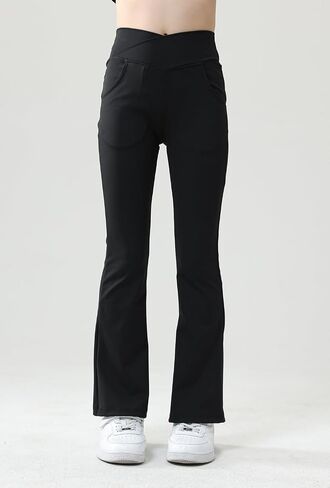 Girls' Yoga Pants Flare Leggings for Workout Activewear Solid Colors for 5-12 Years in Kuwait