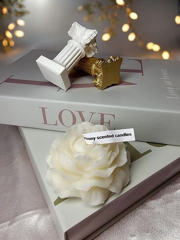 Peony Flower Shaped Candle with Scent, Soy Wax Blend Aromatherapy Candle, Gift Candle, Gifts for Women, Candles for spa, Yoga, Stress Relief, Meditation, Wedding, Home Decor, Relaxation (White) in Saudi Arabia