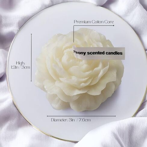 Peony Flower Shaped Candle with Scent, Soy Wax Blend Aromatherapy Candle, Gift Candle, Gifts for Women, Candles for spa, Yoga, Stress Relief, Meditation, Wedding, Home Decor, Relaxation (White) in Saudi Arabia