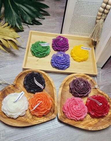 Peony Flower Shaped Candle with Scent, Soy Wax Blend Aromatherapy Candle, Gift Candle, Gifts for Women, Candles for spa, Yoga, Stress Relief, Meditation, Wedding, Home Decor, Relaxation (White) in Saudi Arabia